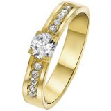 Lucardi - Florence - Goldplated Aanzoeksring - Goudkleurig - Zirkonia