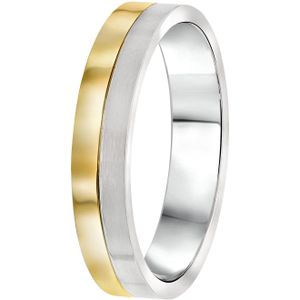 Lucardi Heren Vriendschapsring Parijs - Ring - Vaderdag Cadeau - Staal - Zilver- en Goudkleurig