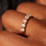 Lucardi - Dames Ring - Geelgoud - 14 Karaat - Met 5 Zirkonia Stenen