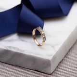 Lucardi - Dames Ring - Geelgoud - 14 Karaat - Met 5 Zirkonia Stenen