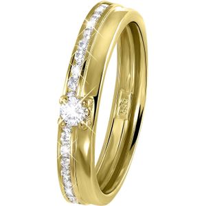 14 karaat geelgouden ring met zirkonia