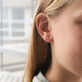 Lucardi - Meisjes Oorknop - Rond - Zirkonia - 14 Karaat Goud - Geelgoud