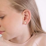 Lucardi Meisjes Oorknop - Dier - Kristal - Cadeau - 14 Karaat Goud - Geelgoud