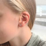 Lucardi Meisjes Oorknop - Vijfhoek - Zirkonia - Cadeau - 14 Karaat Goud - Geelgoud