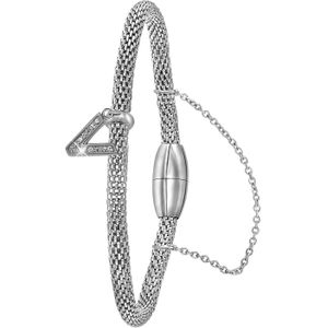 Gerecycled stalen armband mesh letter met kristal