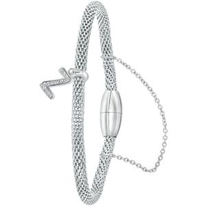 Gerecycled stalen armband mesh letter met kristal
