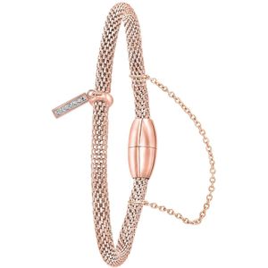 Lucardi Dames Armband mesh roseplated letter I met kristal - Staal - Armband - Cadeau - 19 cm - Rosékleurig