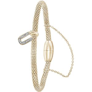 Stalen goldplated fantasiearmband met letterhanger en kristal voor dames