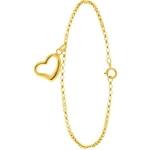 Lucardi Dames Armband met hanger hart - 9 karaat - Armband - Moederdag Cadeautje - 19 cm - Geelgoud