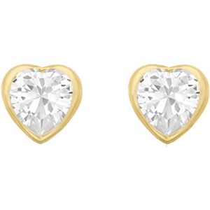 9 karaat oorknoppen hart met zirkonia voor dames
