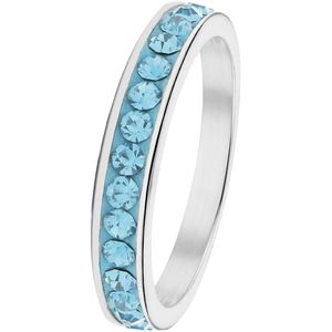 Lucardi Meisjes Kinder ring met plating - Rond - Kristal - Cadeau - Staal - Zilverkleurig