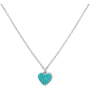 Lucardi Meisjes Kinderketting met Hanger - Hart - Kristal - Cadeau - Staal - Zilverkleurig