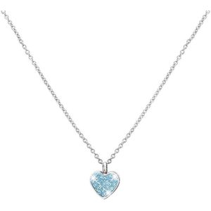 Little Miss Fabulous gerecycled stalen kinderketting hart aqua bohemica kristal