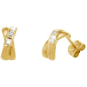 Lucardi Dames Oorbellen met Diamant 0,03ct - Oorbellen - Cadeau - 14 Karaat Goud - Geelgoud