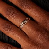 Lucardi - Bicolor Ring - 14 Karaat Goud - Witgoud en Geelgoud - Diamant 0,01ct