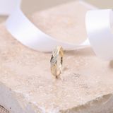 Lucardi - Bicolor Ring - Witgoud en Geelgoud - 14 Karaat - Met Diamant 0,01ct