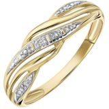 Lucardi - Bicolor Ring - 14 Karaat Goud - Witgoud en Geelgoud - Met Diamant 0,01ct