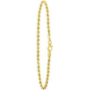 Lucardi Dames Armband Koord - 14 Karaat Goud - Armband - Cadeau - 21 cm - Geelgoud