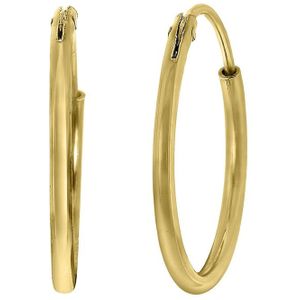 Lucardi Dames Plated Oorbellen 15mm - Oorbellen - Cadeau - Echt Zilver - Goudkleurig