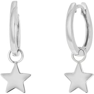 Lucardi Dames Oorbellen rhodiumplated galaxy ster - Oorbellen - Cadeau - Echt Zilver - Zilverkleurig