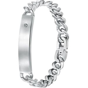 Gerecycled stalen plaatarmband gourmet met zirkonia