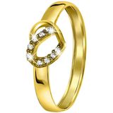 Lucardi - Dames Ring - Hart met Zirkonia - 14 Karaat Goud - Geelgoud