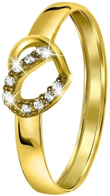 Lucardi - Dames Ring - Hart met Zirkonia - 14 Karaat Goud - Geelgoud