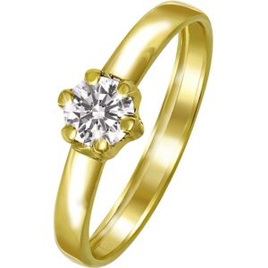 Lucardi Dames Ring - Zirkonia - 14 Karaat Geelgoud - Stijlvol