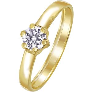 14 Karaat geelgouden damesring met zirkonia