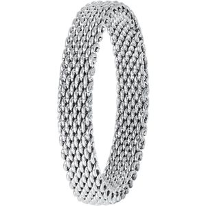 Lucardi Dames Ring mesh - Ring - Moederdag Cadeautje - Staal - Zilverkleurig
