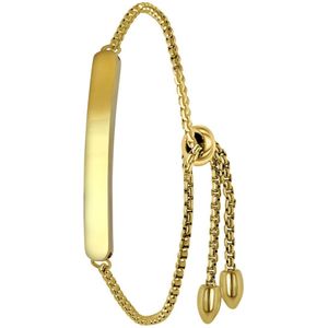 Lucardi - Plaatarmband - Goudkleurig - Staal - Armband met Hanger - 26 cm