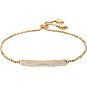 Gerecycled stalen plaatarmband goldplated wit kristal