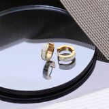 Lucardi Dames Oorbellen - Goldplated - Wit Kristal - Staal - Goudkleurig