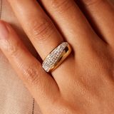 Lucardi Dames Ring goldplated wit kristal - Ring - Cadeau - Staal - Goudkleurig
