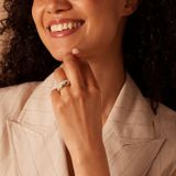 Lucardi Dames Ring goldplated wit kristal - Ring - Cadeau - Staal - Goudkleurig