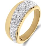Lucardi Dames Ring goldplated wit kristal - Ring - Cadeau - Staal - Goudkleurig