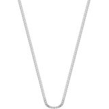 Lucardi Dames Ketting met venetiaanse schakel - Echt Zilver - Ketting - Cadeau - 50 cm - Zilverkleurig