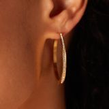 Lucardi Dames Oorbellen Blackplated Met Kristal - Staal - Goudkleurig