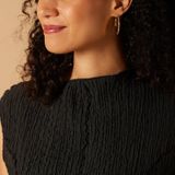 Lucardi Dames Oorbellen Blackplated Met Kristal - Staal - Goudkleurig