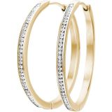 Lucardi Dames Oorbellen Blackplated Met Kristal - Staal - Goudkleurig