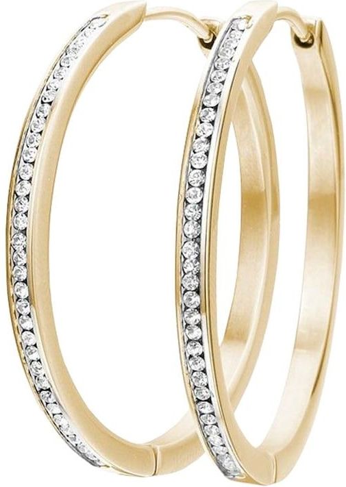 Lucardi Dames Oorbellen Blackplated Met Kristal - Staal - Goudkleurig