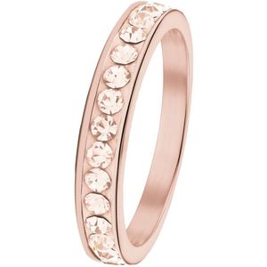 Gerecycled stalen kinderring roseplated light peach kristal