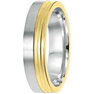 Lucardi Heren Vriendschapsring Bilbao - Ring - Cadeau - Echt Zilver - Zilver en Goudkleurig