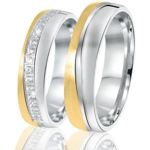 Lucardi - Cordoba - Ring - Zilver en Goudkleurig - Echt Zilver