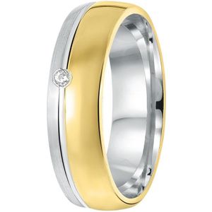 Zilveren goldplated vriendschapsring Mallorca met zirkonia voor dames