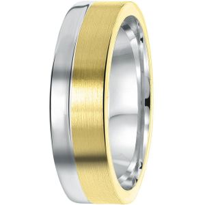 Lucardi Heren Vriendschapsring Benidorm - Ring - Cadeau - Echt Zilver - Zilver en Goudkleurig