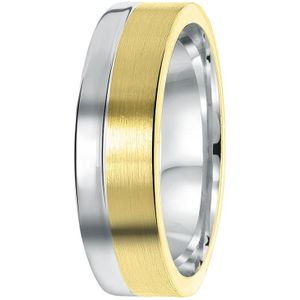 Lucardi Heren Vriendschapsring Benidorm - Ring - Vaderdag Cadeau - Echt Zilver - Zilver en Goudkleurig