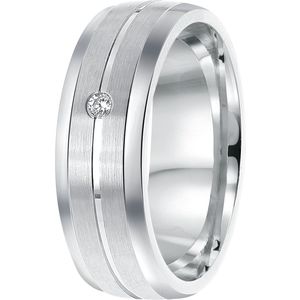 Lucardi Dames Vriendschapsring Tarragona zirkonia - Ring - Cadeau voor vrouwen - Echt Zilver - Zilverkleurig