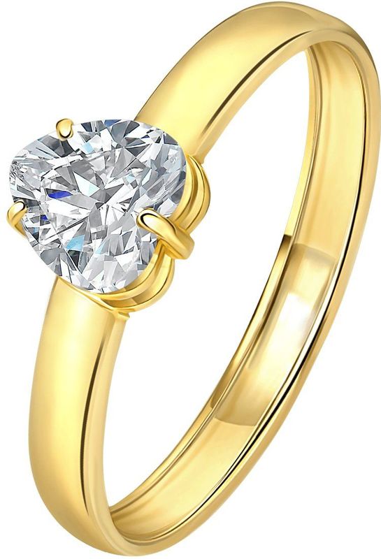 Lucardi - Ring met Hartje - Wit - 14 Karaat Goud