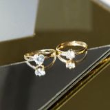 Lucardi Dames Ring hartvorm zirkonia Ring 14 Karaat Goud Geelgoud